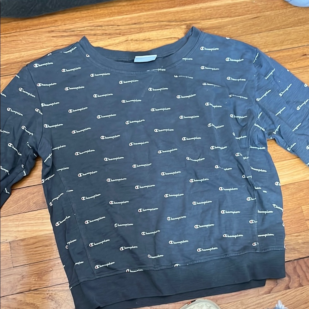 Champion gray all over print sweatshirt XL women’s